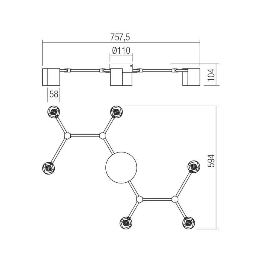 Redo 01-4048 - Kohdevalo WEBB 6xGU10/10W/230V musta