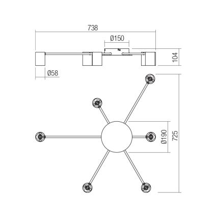 Redo 01-4052 - Kohdevalo NOA 6xGU10/10W/230V musta