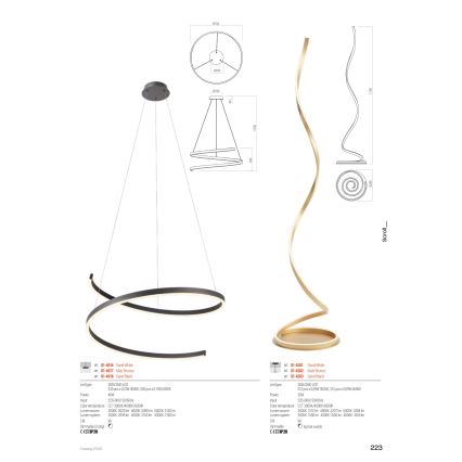 Redo 01-4281 - Himmennettävä LED-lattiavalaisin SCROLL LED/30W/230V 3000K/4000K/6000K CRI 90 valkoinen