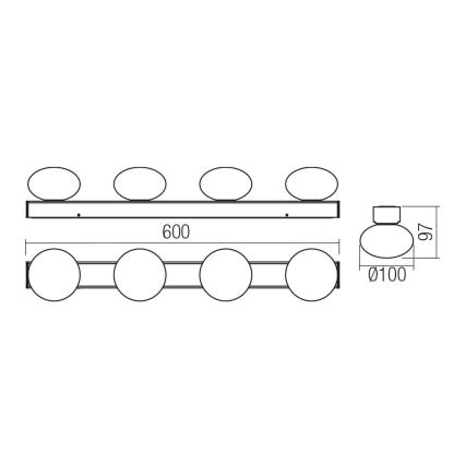 Redo 01-4309 - OVUM LED-kylpyhuoneen kattovalaisin 4xLED/5W/230V 3000/4000K CRI 90 IP44 valkoinen/kiiltävä kromi