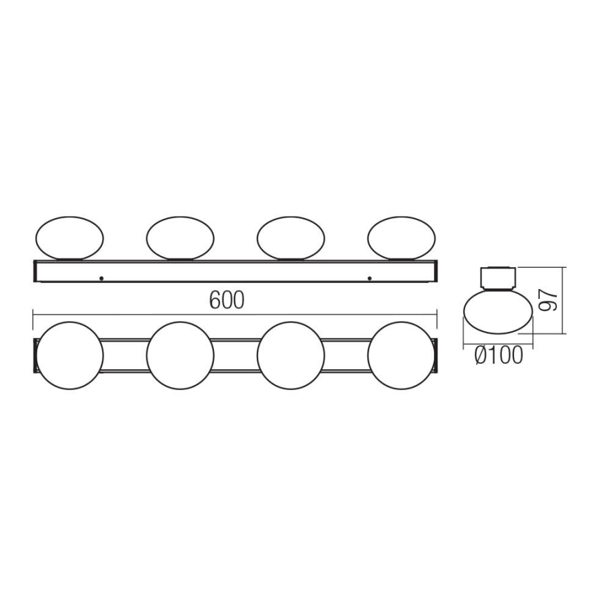 Redo 01-4309 - OVUM LED-kylpyhuoneen kattovalaisin 4xLED/5W/230V 3000/4000K CRI 90 IP44 valkoinen/kiiltävä kromi