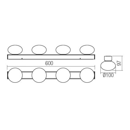 Redo 01-4311 - LED-kylpyhuoneen kattovalaisin OVUM 4xLED/5W/230V 3000/4000K CRI 90 IP44 valkoinen/musta