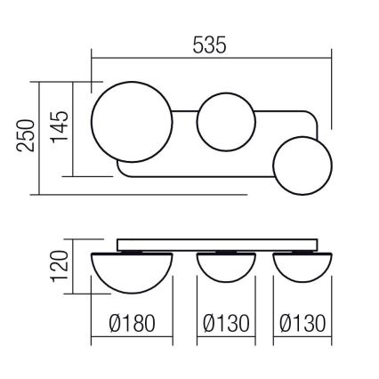 Redo 01-4329 - LED-seinävalaisin LUMIEN 3xLED/18W/230V 2700/3000K CRI 90 valkoinen/kultainen