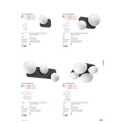 Redo 01-4330 - LED Seinävalaisin LUMIEN 3xLED/18W/230V 2700/3000K CRI 90 valkoinen/musta