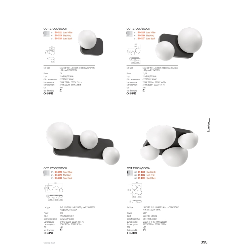 Redo 01-4330 - LED Seinävalaisin LUMIEN 3xLED/18W/230V 2700/3000K CRI 90 valkoinen/musta