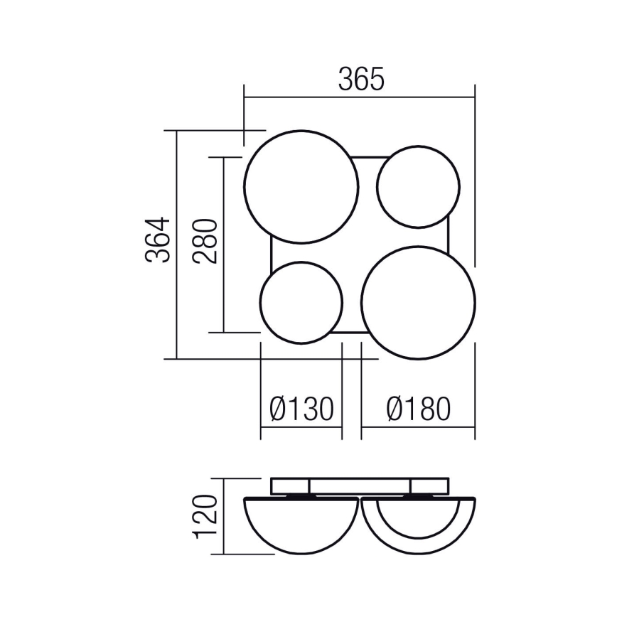 Redo 01-4333 - LUMIEN LED-kattovalaisin 4xLED/26W/230V 2700/3000K CRI 90 valkoinen/musta