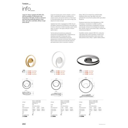 Redo 01-4355 - LED himmennettävä seinävalaisin TORSION LED/30W/230V 2700/3000/4000K CRI 90 kultainen