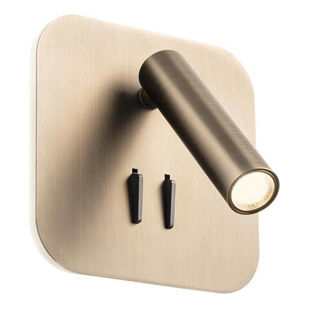 Redo 01-4473 - QUDA LED-seinävalaisin, LED 6W/230V + LED 3W, CRI 90, USB, pronssinvärinen