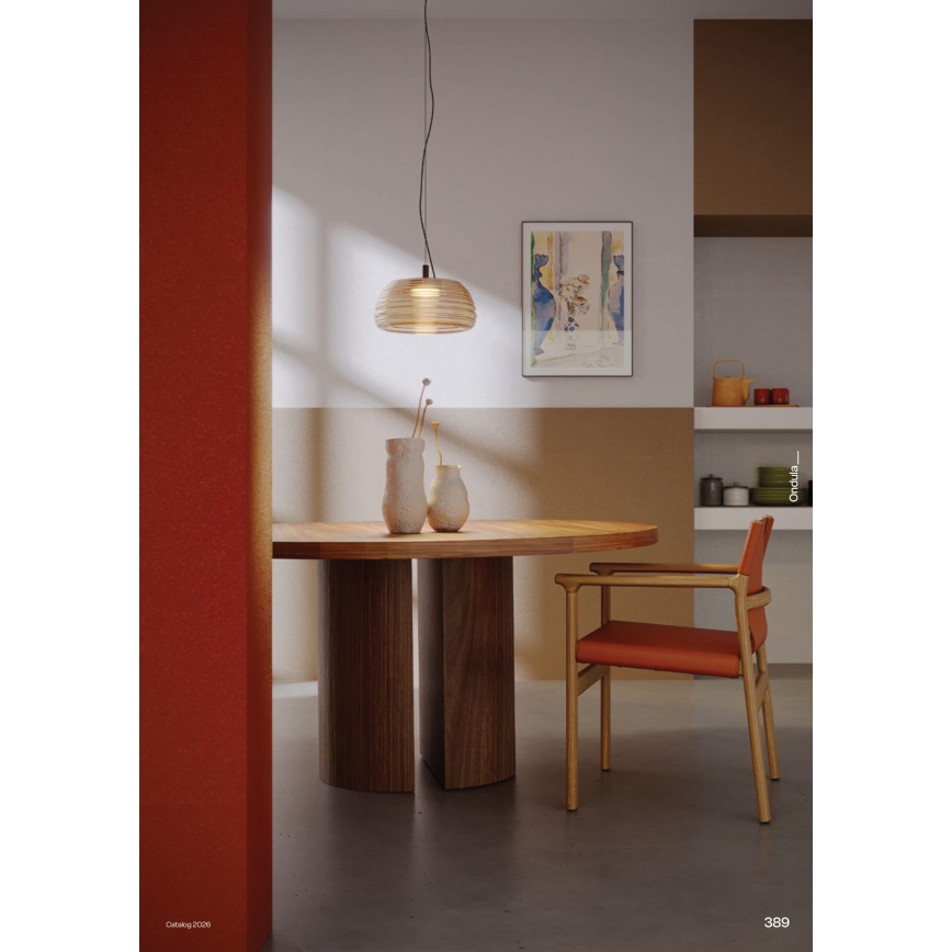 Redo 01-4542 - ONDULA LED himmennettävä riippuvalaisin vaijerilla, 16 W, 230 V, 2700–3000 K, CRI 90, Ø 41 cm, beige/savunharmaa