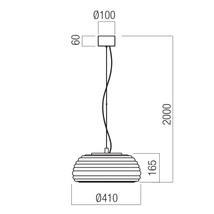 Redo 01-4542 - ONDULA LED himmennettävä riippuvalaisin vaijerilla, 16 W, 230 V, 2700–3000 K, CRI 90, Ø 41 cm, beige/savunharmaa