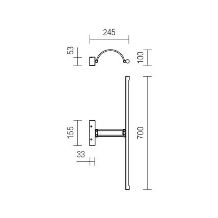 Redo 01-458 - LED-kuvavalo IKON LED/18W/230V 70 cm kiiltävä kromi