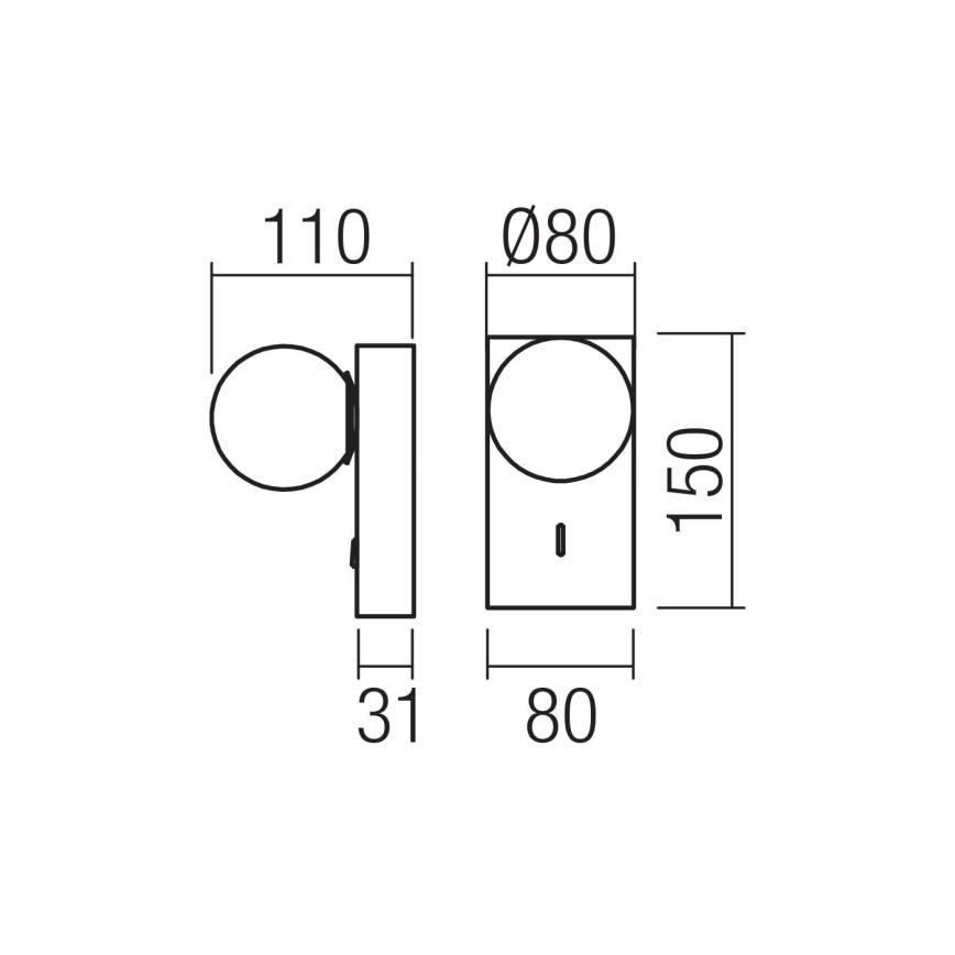 Redo 01-4659 - LED-seinävalaisin NORMA LED/5W/230V CRI 90 USB valkoinen/musta