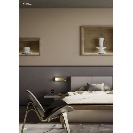 Redo 01-4661 - LED-seinävalaisin NORMA LED/5W/230V + LED/3W CRI 90 USB valkoinen/kultainen