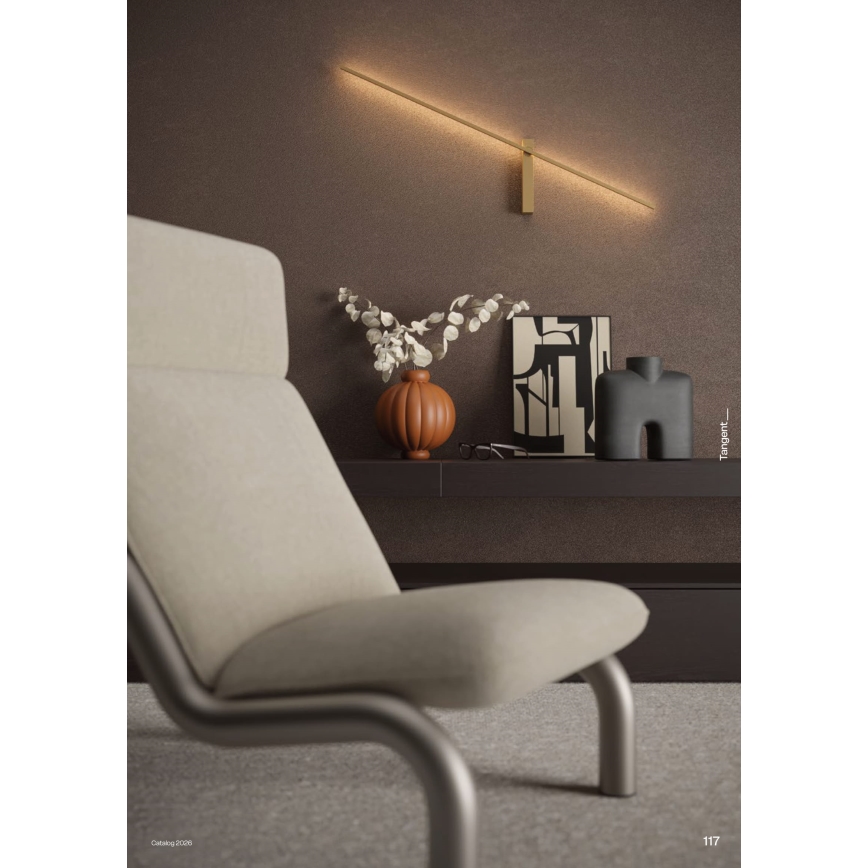 Redo 01-4672 - LED-seinävalaisin TANGENT LED/6W/230V 2700/2850/3000K CRI 90 kultainen