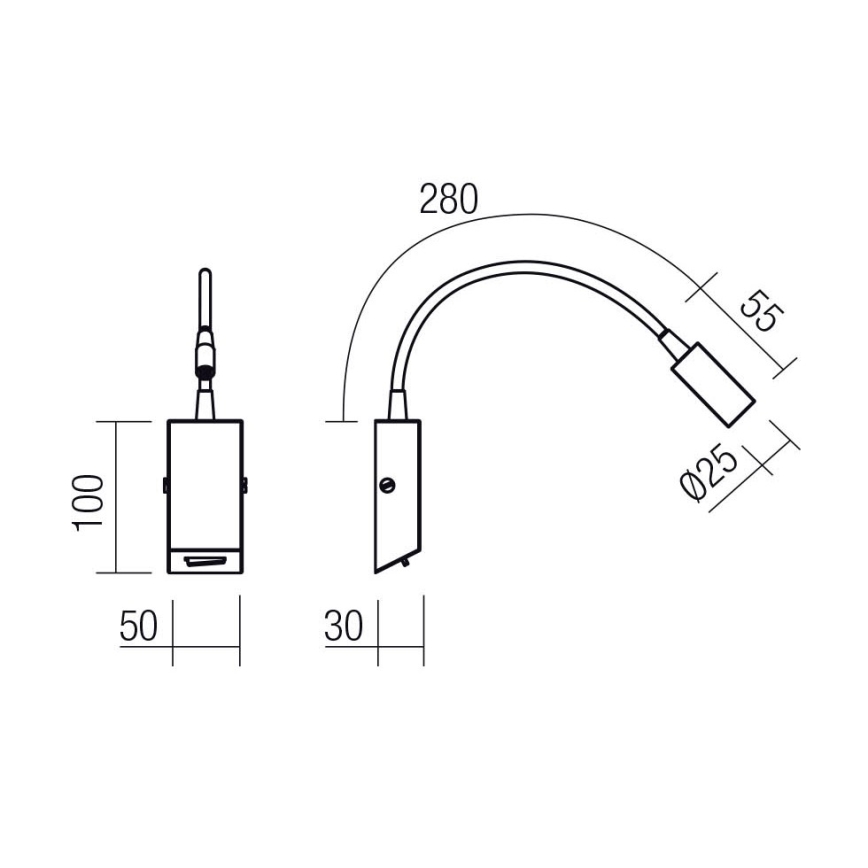 Redo 01-4802 - HELLO taivutettava LED-lukuvalo LED/3W/230V, pronssinvärinen