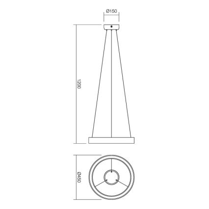 Redo 01-671 - LED-kattokruunu johdossa LOOP LED/38W/230V halkaisija 45 cm valkoinen