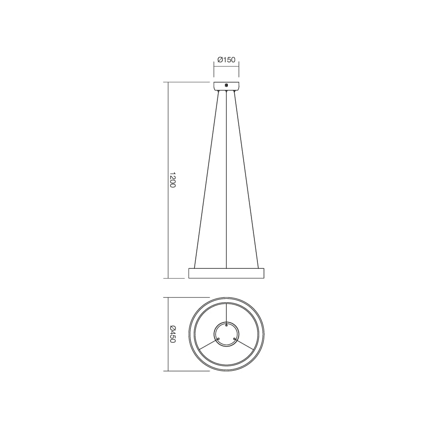 Redo 01-671 - LED-kattokruunu johdossa LOOP LED/38W/230V halkaisija 45 cm valkoinen