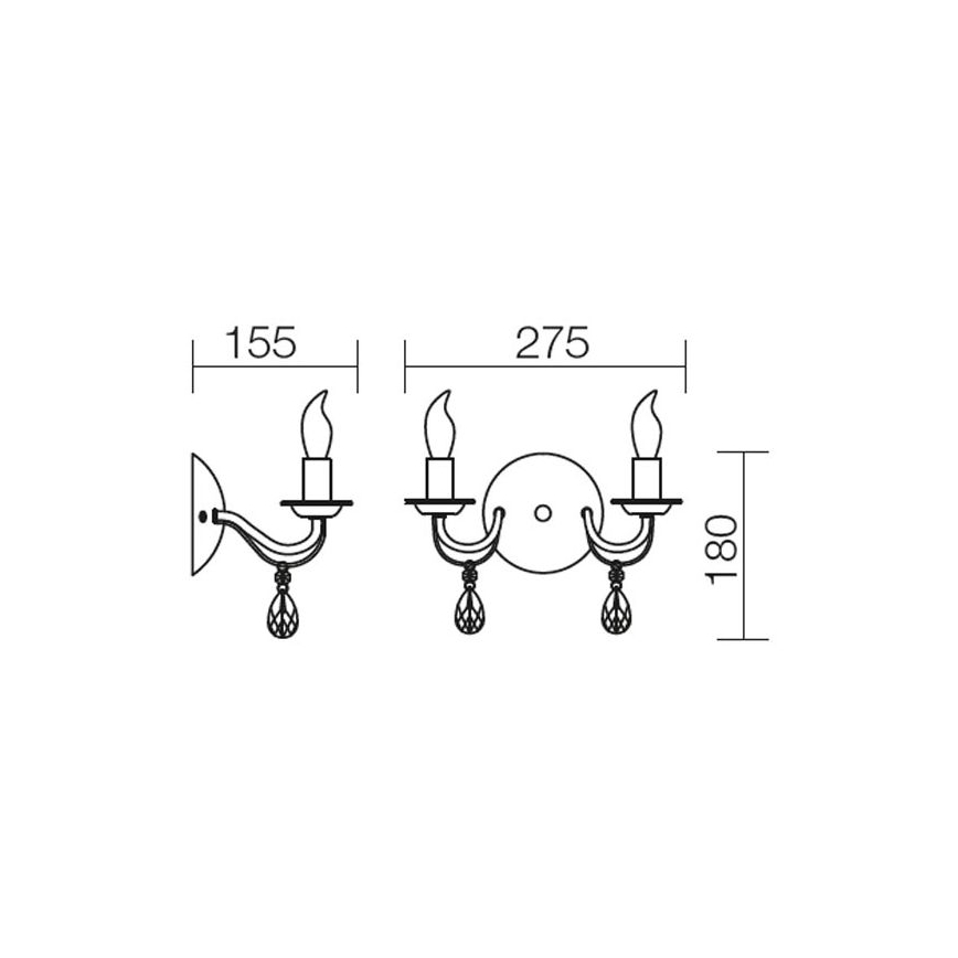 Redo 02-710 - Seinävalaisin FABIOLA 2xE14/28W/230V