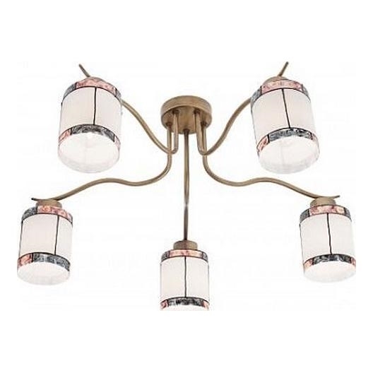 Redo 02-888 - Kiinteä kattokruunu DEKOR 5xE27/42W/230V halkaisija 52,3 cm pronssi