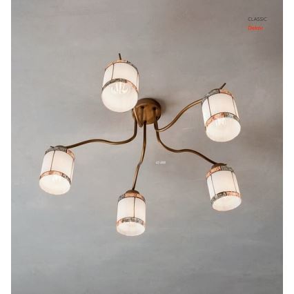 Redo 02-888 - Kiinteä kattokruunu DEKOR 5xE27/42W/230V halkaisija 52,3 cm pronssi