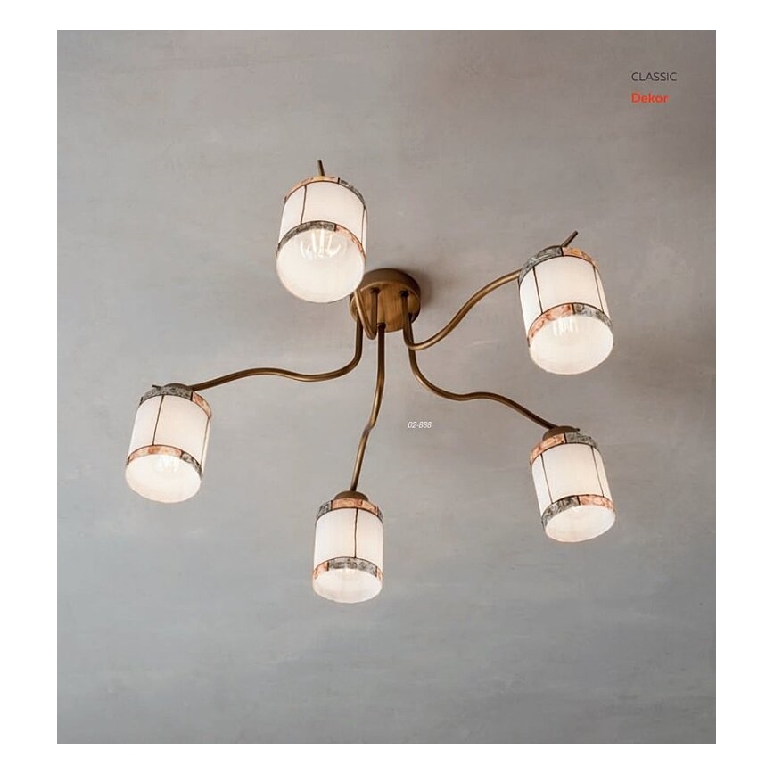 Redo 02-888 - Kiinteä kattokruunu DEKOR 5xE27/42W/230V halkaisija 52,3 cm pronssi