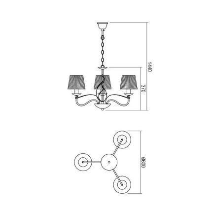 Redo 02-951 - Kattokruunu ketjussa VIRTUU 3xE14/28W/230V