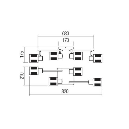 Redo 04-522 - Pinta-asennettava kattokruunu BASKET 4xE27/42W/230V pronssi