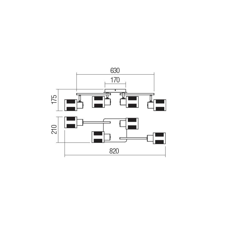 Redo 04-522 - Pinta-asennettava kattokruunu BASKET 4xE27/42W/230V pronssi