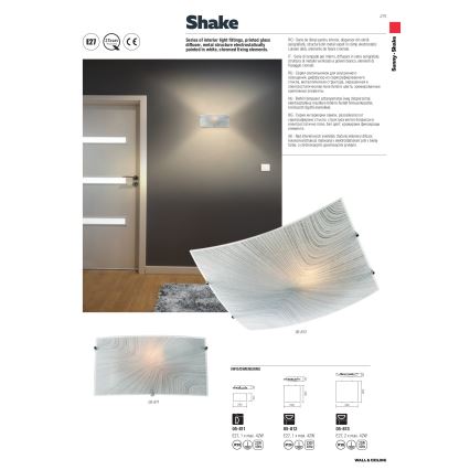 Redo 05-812 - Kattovalaisin SHAKE 1xE27/42W/230V 29,5x29,5 cm valkoinen