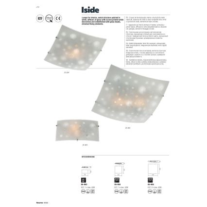 Redo 05-904 - Kattovalaisin ISIDE 1xE27/42W/230V 30x30 cm läpinäkyvä