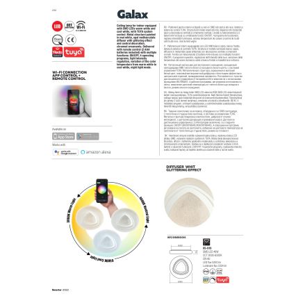 Redo 05-919 - LED himmennettävä kattovalaisin GALAX LED/48W/230V 3000-6500K Wi-Fi Tuya halkaisija 48 cm valkoinen + kaukosäädin