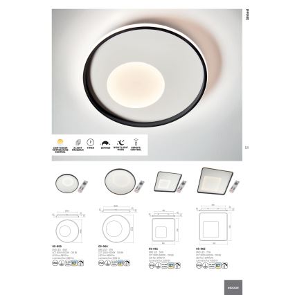 Redo 05-959 - Himmennettävä LED-kattovalaisin SINTESI LED/45W/230V halkaisija 45 cm 3000-6000K + kauko-ohjaus