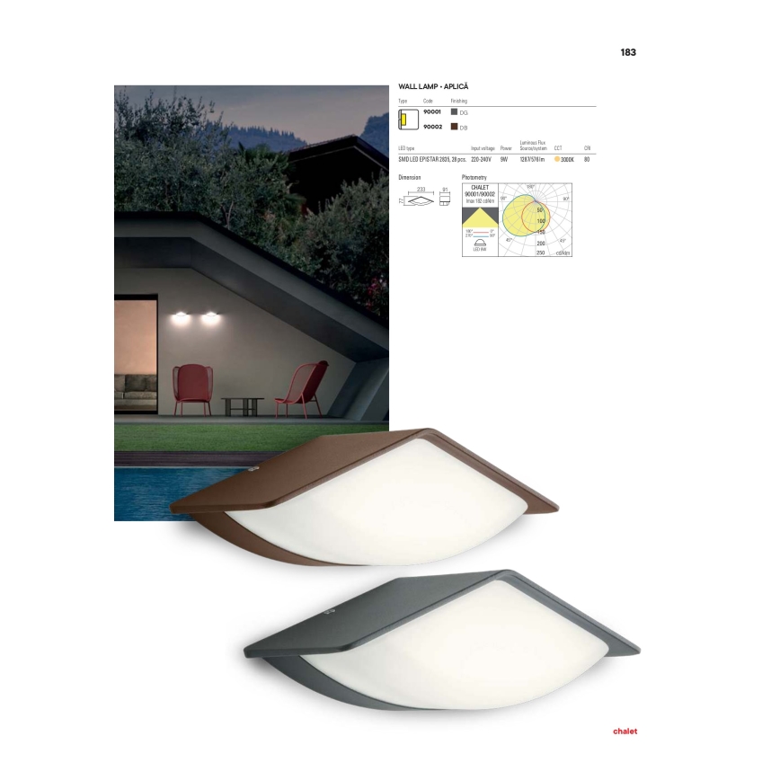 Redo 90002 - LED-ulkoseinävalaisin CHALET 1xLED/8W/230V IP54