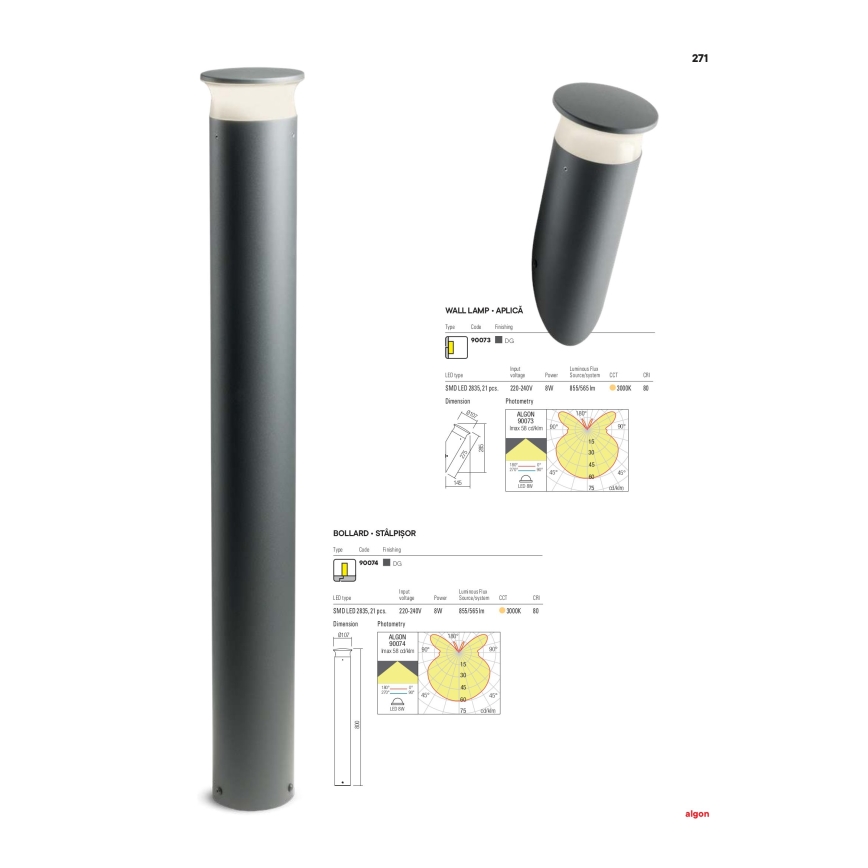 Redo 90073 - LED-ulkoseinävalaisin ALGON LED/9W/230V IP65 musta