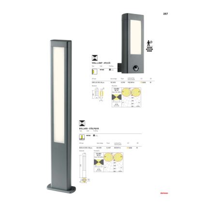 Redo 90125 - LED-ulkovalaisin DOLMEN LED/12,44W/230V IP54 antrasiitti