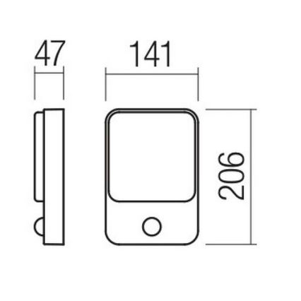 Redo 90133 - LED-ulkoseinävalaisin anturilla COLIN 1xLED/9W/230V IP54