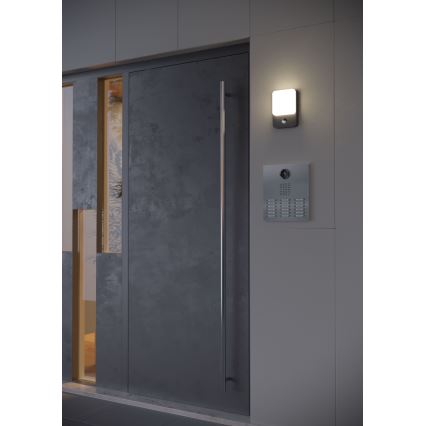 Redo 90134 - LED-seinävalaisin ulkokäyttöön liike- ja hämäräanturilla COLIN LED/9W/230V 4000K IP54 antrasiitti