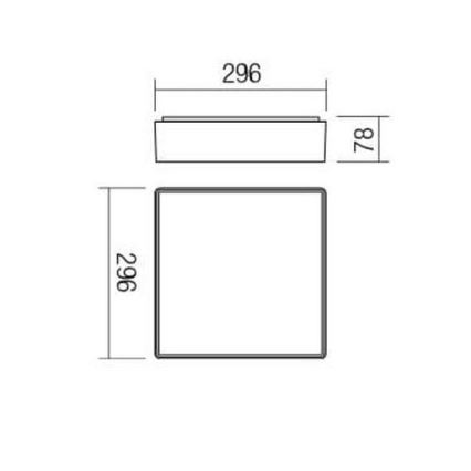 Redo 90158 - LED-ulkokattovalaisin MARINA LED/16W/230V 29,6x29,6 cm IP65 antrasiitti