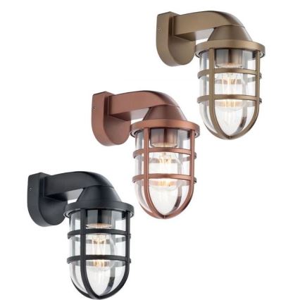 Redo 90205 - Ulkoseinävalaisin CAGE 1xE27/28W/230V IP44 messinki