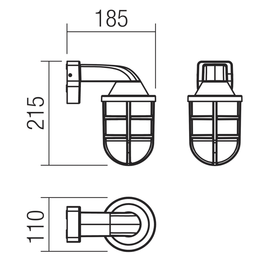 Redo 90207 - Ulkoseinävalaisin CAGE 1xE27/28W/230V IP44 musta