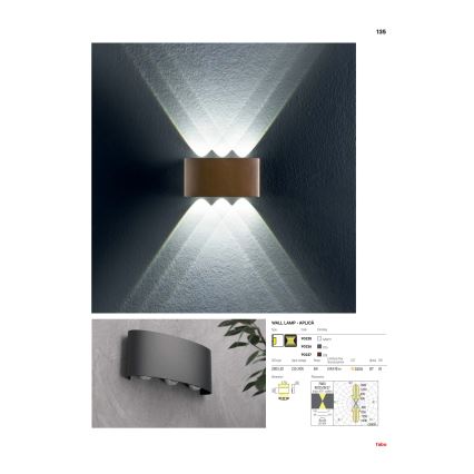 Redo 90227 - LED Ulkoseinävalaisin FABO LED/6W/230V 3000K IP54 ruskea