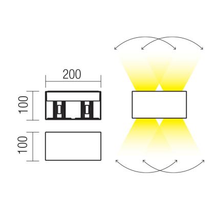Redo 90302 - LED-ulkoseinävalaisin VARY 4xLED/5W/230V 3000K IP54 antrasiitti
