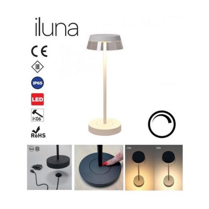 Redo 90306 - Himmennettävä LED-kosketuspöytävalaisin ILUNA LED/2,5W/5V 2700-3000K 3000 mAh IP65 valkoinen