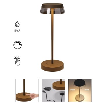 Redo 90308 - Himmennettävä LED-kosketuspöytävalaisin ILUNA LED/2,5W/5V 2700-3000K 3000 mAh IP65 ruskea
