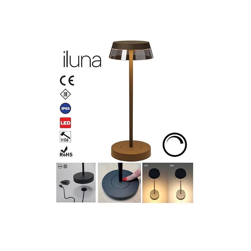 Redo 90308 - Himmennettävä LED-kosketuspöytävalaisin ILUNA LED/2,5W/5V 2700-3000K 3000 mAh IP65 ruskea