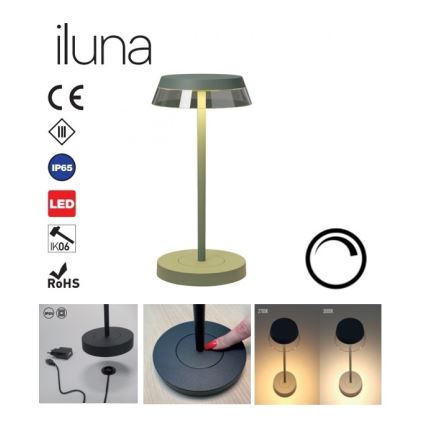 Redo 90309 - Himmennettävä LED-kosketuspöytävalaisin ILUNA LED/2,5W/5V 2700-3000K 3000 mAh IP65 vihreä