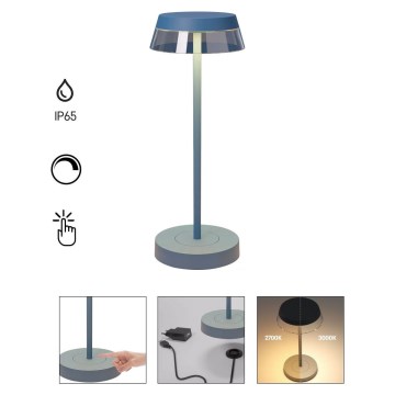 Redo 90310 - LED himmennettävä kosketuspöytävalaisin ILUNA LED/2,5W/5V 2700-3000K 3000 mAh IP65 sininen