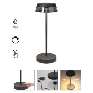 Redo 90312 - Himmennettävä LED-kosketuspöytävalaisin ILUNA LED/2,5W/5V 2700-3000K 3000 mAh IP65 musta