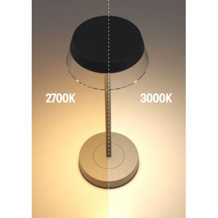 Redo 90312 - Himmennettävä LED-kosketuspöytävalaisin ILUNA LED/2,5W/5V 2700-3000K 3000 mAh IP65 musta