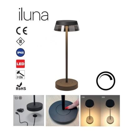 Redo 90312 - Himmennettävä LED-kosketuspöytävalaisin ILUNA LED/2,5W/5V 2700-3000K 3000 mAh IP65 musta